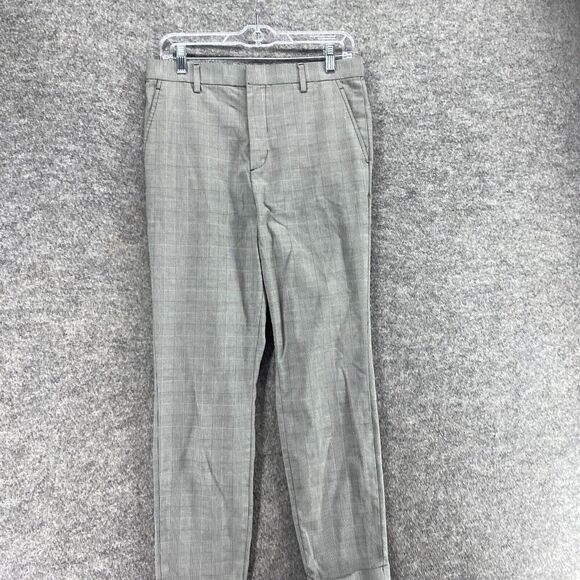 H&M Pants Women 29 Plus Gray Plaid High Rise Skinny Fit Cuffed Flat Front Chino - Picture 3 of 10